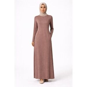 Veiled‎ New York Essential Bamboo Jersey Maxi Dress Deep Taupe S 56" Tie Back
